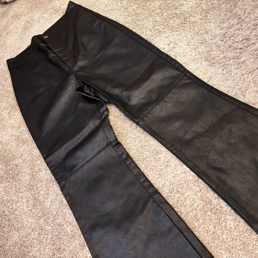 Free People Black Faux Leather Flare Pants Size 4